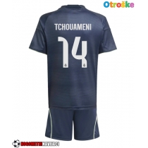 Otroške Nogometnih dresov Real Madrid Aurelien Tchouameni #14 Gostujoči 2025-26 Kratki rokavi (+ hlače)